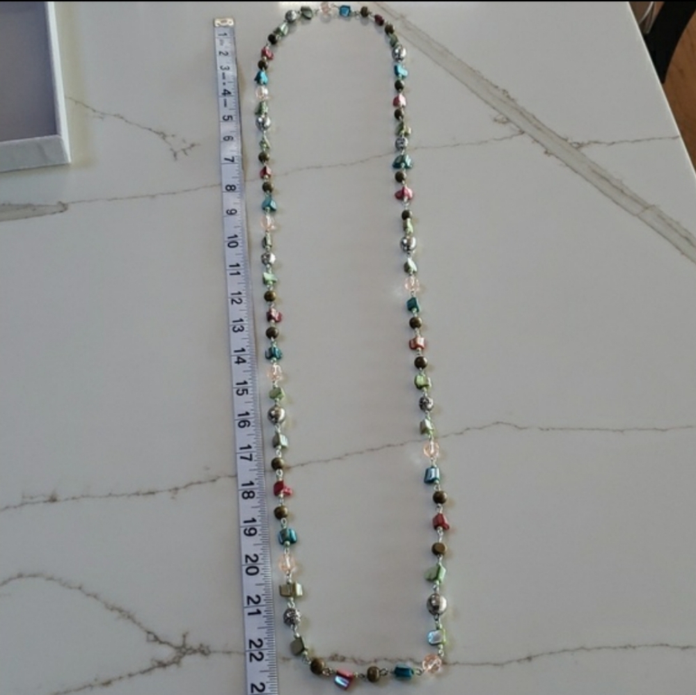 9. Beaded and Stone Chip Necklace - Can Be Styled As Long or Double Layered - Picture 11 of 11